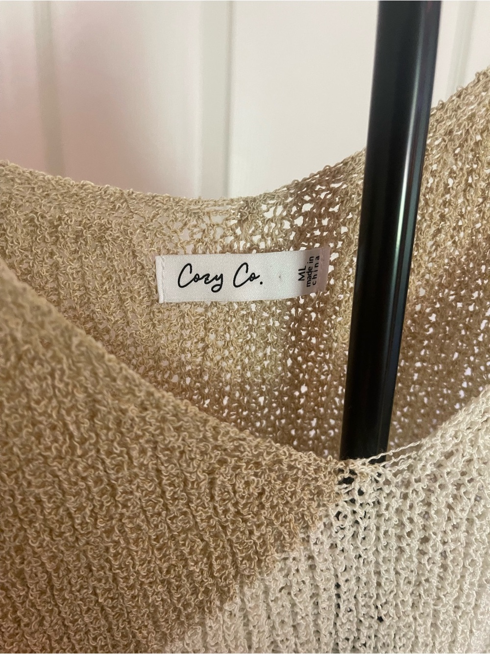 Cozy Co Three-Tone Knit Camisole in Cream, Tan & Black - Picture 2 of 3